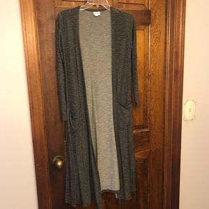 Black and grey striped long sweater